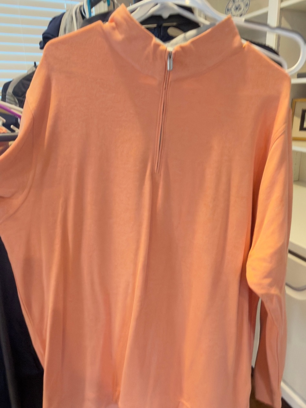Peter Millar Men's Zip Pullover Sweater in Peach